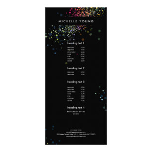 Colourful Confetti Bokeh on Black Modern II Rack Card