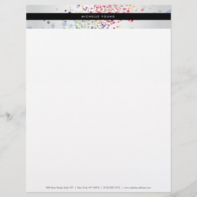 Colourful Confetti Bokeh on Grey Modern Customised Letterhead (Front)