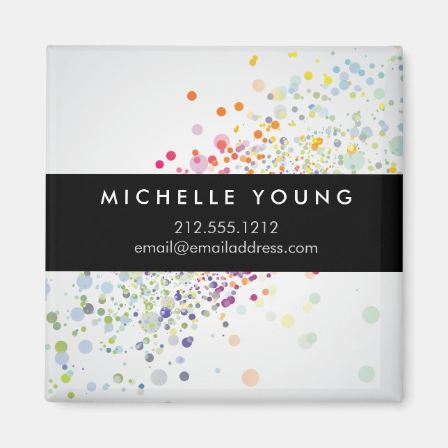 Colourful Confetti Bokeh on Grey Modern Magnet (Front)
