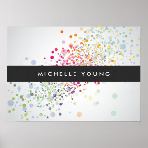 Colourful Confetti Bokeh on Grey Modern Poster