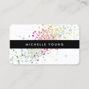 Colourful Confetti Bokeh on White Modern II Business Card