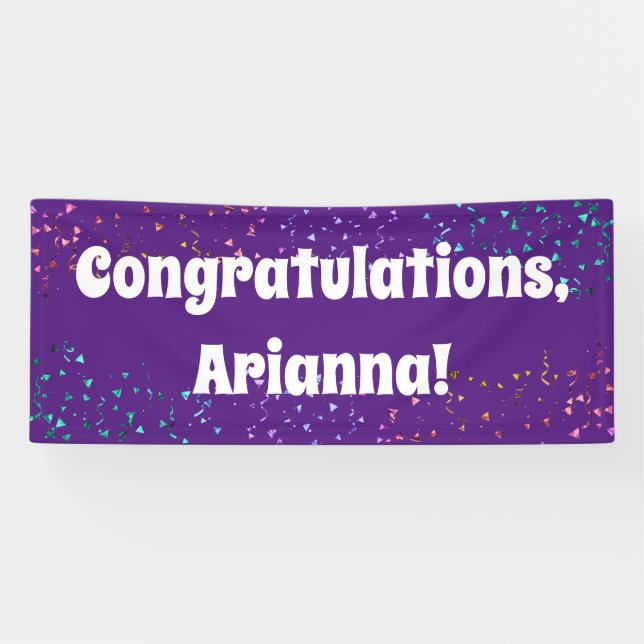 Colourful Confetti Bright Purple Congratulations Banner (Horizontal)