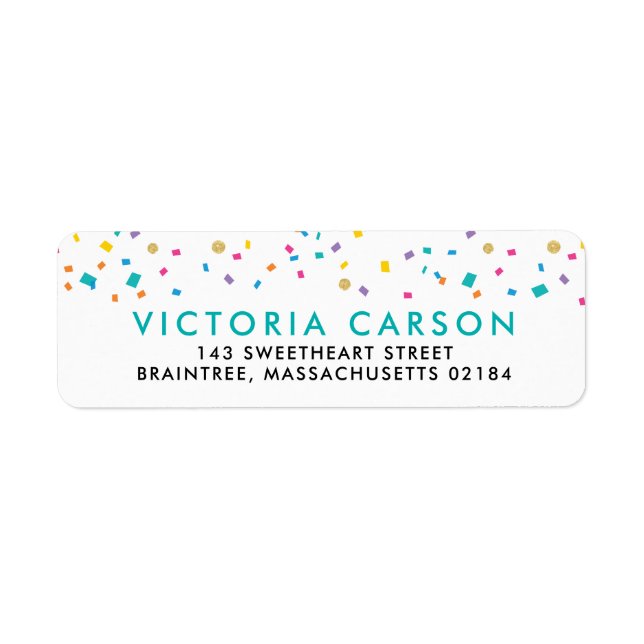 Colourful Confetti Celebration Return Address Label (Front)