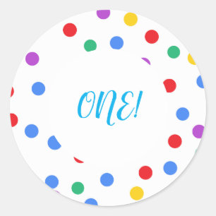 Colourful Confetti Dots 1st Birthday Sticker