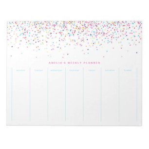 Colourful Confetti Dots Personalised Weekly Planne Notepad