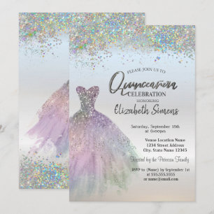 Colourful Confetti Dress Quinceañera Invitation