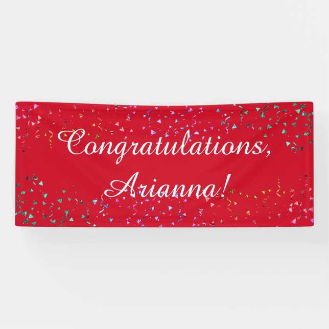 Colourful Confetti Elegant Congratulations Red Banner (Horizontal)