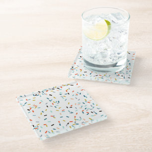 Colourful Confetti Fall Pattern Glass Coaster