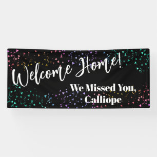 Colourful Confetti Festive Black Welcome Home Banner