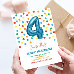 Colourful Confetti Four Balloon 4th Birthday Boy Invitation<br><div class="desc">Colourful Confetti Four Balloon 4th Birthday Boy Invitation</div>