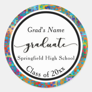 Colourful Confetti Graduation Celebration 3 Classic Round Sticker