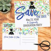  Colourful Confetti Graduation Party Save The Date