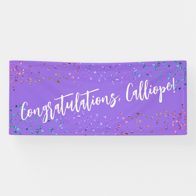 Colourful Confetti Handwriting Congratulations Banner (Horizontal)
