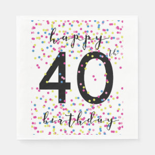 Colourful Confetti Happy 40th Birthday Napkin