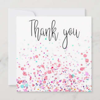 Colourful Confetti Happy Pink Thank You Card