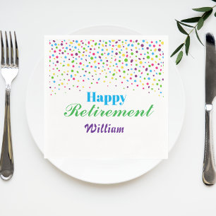 Colourful confetti Happy Retirement  Napkin
