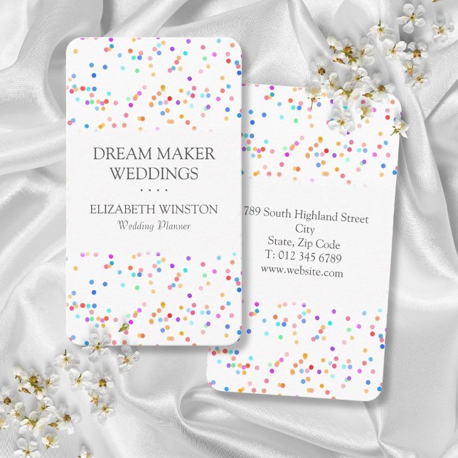 Colourful Confetti Modern Elegant Wedding Business Card (Colorful Confetti Modern Elegant Wedding Business Card)