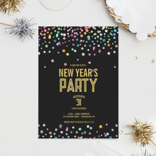 Colourful Confetti New Year's Eve Party Invitation
