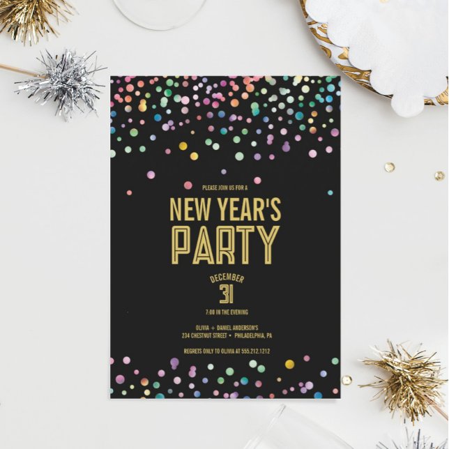 Colourful Confetti New Year's Eve Party Invitation (Creator Uploaded)