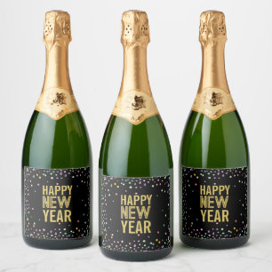 Colourful Confetti New Year's Eve Party Sparkling Wine Label