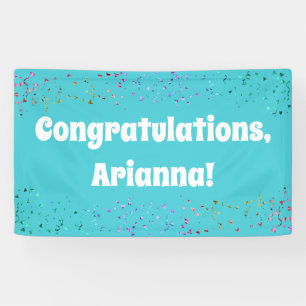 Colourful Confetti on Turquoise Congratulations Banner