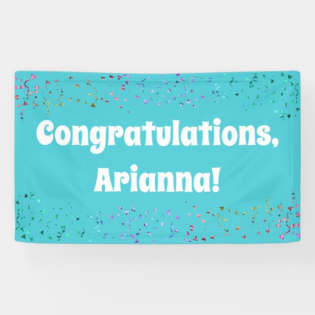 Colourful Confetti on Turquoise Congratulations Banner (Horizontal)