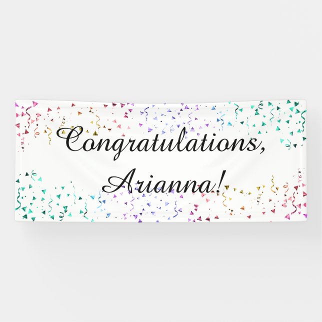 Colourful Confetti on White Congratulations Elegan Banner (Horizontal)