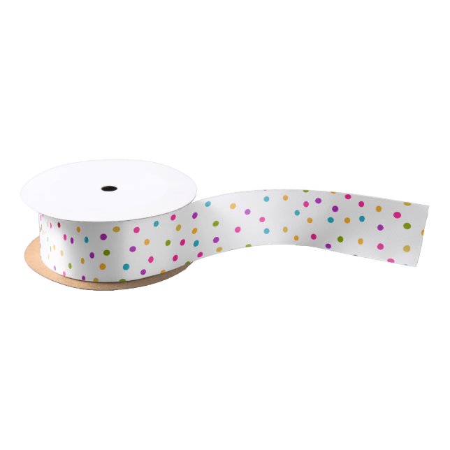 Colourful Confetti Pattern Satin Ribbons Satin Ribbon (Spool)