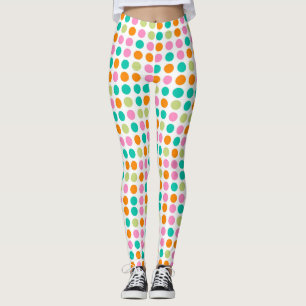 Colourful confetti polka dots retro 60s art cushio leggings
