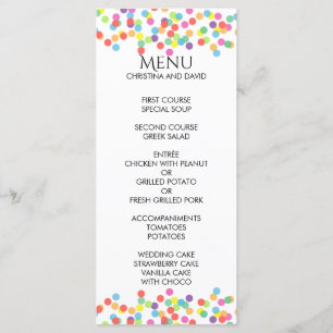 Colourful Confetti Rainbow Fun Wedding Menu