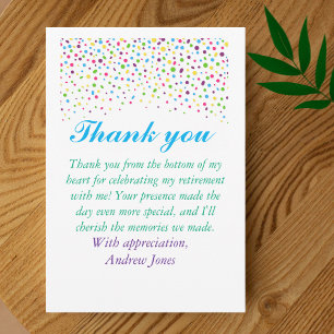 Colourful Confetti retirement party Thank You Card