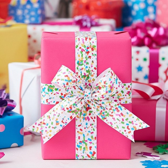 Colourful confetti satin ribbon (Creator Uploaded)