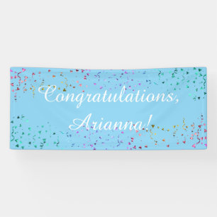 Colourful Confetti Script Congratulations Pale Blu Banner