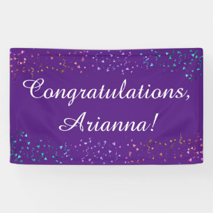 Colourful Confetti Script Congratulations Purple Banner