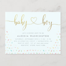 Colourful Confetti Sprinkle Gold Boy Baby Shower