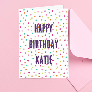 Colourful confetti sprinkles polka dot rainbow card