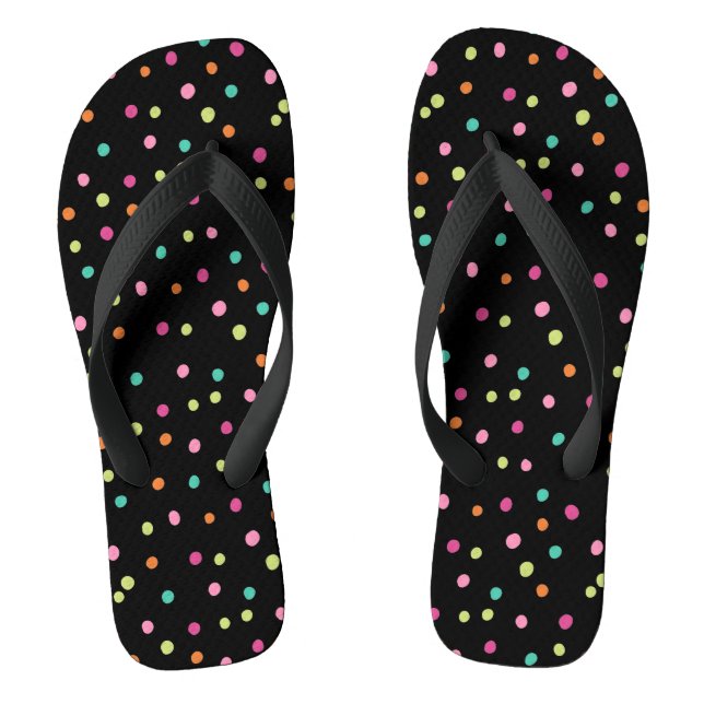 Colourful confetti sprinkles polka dot rainbow pop thongs (Footbed)