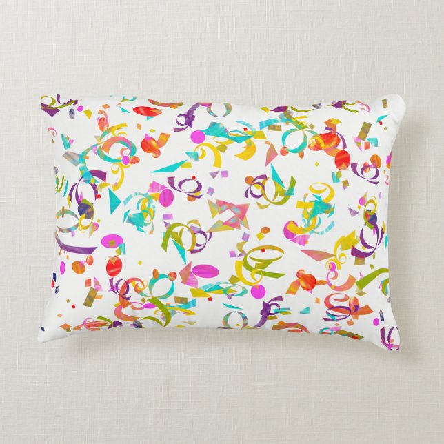 Colourful Confetti Toss Artwork Decorative Cushion (Back)