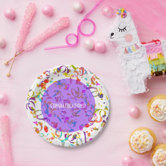 Colourful Confetti Toss Artwork Paper Plate (Party)