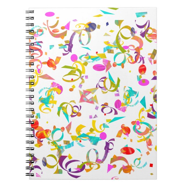 Colourful Confetti Toss Background Notebook (Front)