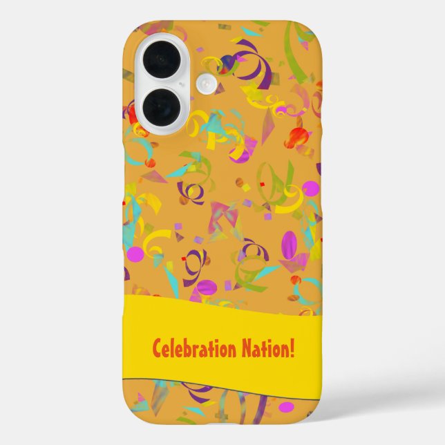 Colourful Confetti Toss Over Orange Personalised Case-Mate iPhone Case (Back)
