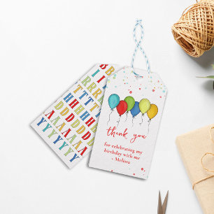 Colourful Confetti Whimsical Calligraphy Balloons Gift Tags