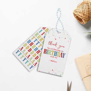 Colourful Confetti Whimsical Calligraphy Thank You Gift Tags