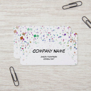 Colourful Confetti White Background Business Card
