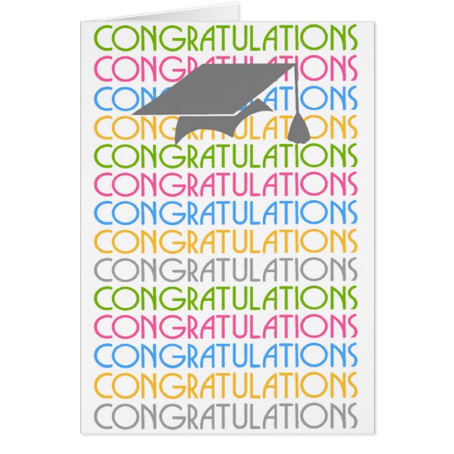 Colourful congrats cap graduation customisable (Front)