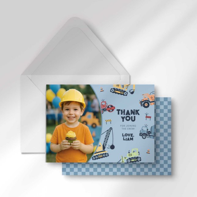 Colourful Construction Truck Birthday Thank You Card (Creator Uploaded)