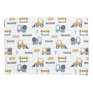 Colourful Construction Trucks Pattern Pillowcase