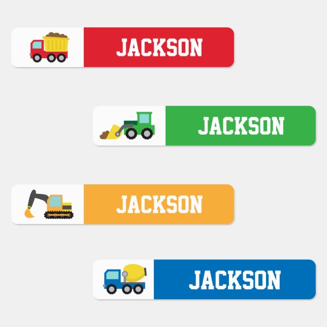 Colourful Construction Vehicles Boys Personalised (Group)