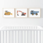 Colourful Construction Vehicles Boys Room<br><div class="desc">Add a finishing touch to your little one's space with this set of 3 colourful construction vehicle prints.</div>