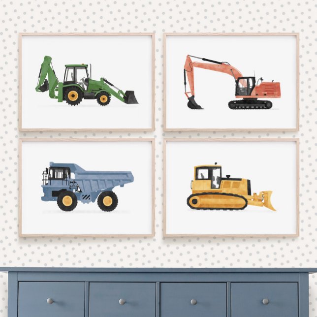 Colourful Construction Vehicles Boys Room (Creator Uploaded)